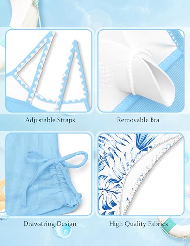 Image of Girls Tankini Swimsuits Two Piece Bathing Suit Drawstring Swimwear Set for Girls 7-18 Years