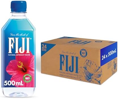 Fiji Water Fiji Natural Artesian Water, 500ML Bottles (Pack of 24) | 100% Natural Electrolytes, 100% Recylced Plastic, Agua