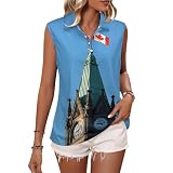 Camiseta polo de golf sin mangas con cuello y bandera de Canadá de la Torre de la Paz, camiseta de verano, Estilo:, S