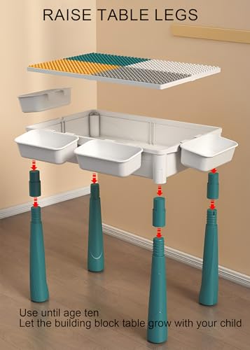 مجموعة مكعبات بناء للاطفال مكونة من 186 قطعة كراسي طاولة متعددة الوظائف تتضمن كرسي واحد مع 4 صناديق تخزين العاب الاستخدامات لعمر 3 12 سنة بلاستيك