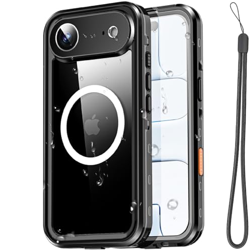 Coque iPhone 17 Pro noire avec support Slim Stand et dos rigide en silicone