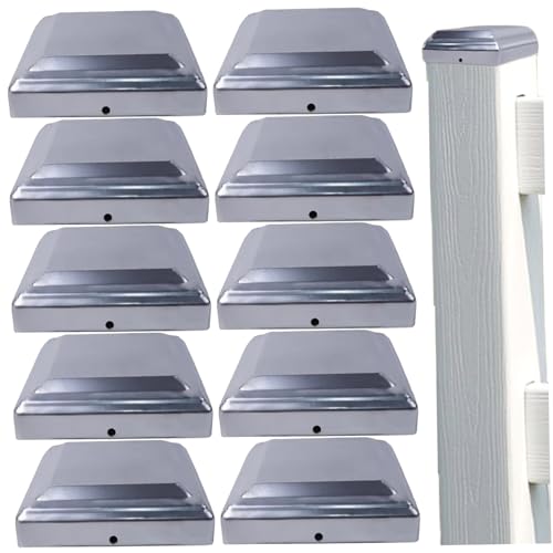 10Pcs 3x3 Inch Square Thickened Metal Fence Post Caps, Easy to Install Fence Topper for Garden, Outdoor, Patio, Deck, Privacy Posts