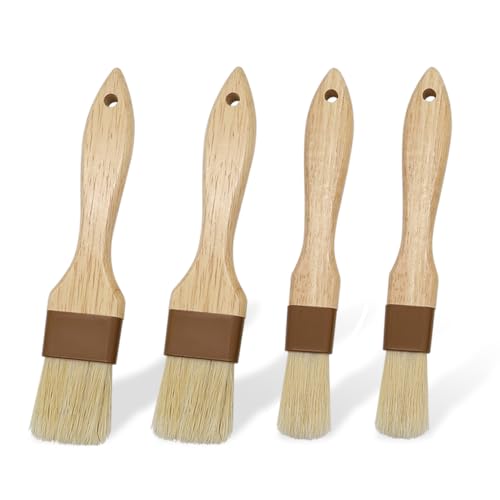 YDHfdc 4 Pièces Pinceau Cuisine en Bois Pinceau Patisserie Pinceau Alimentaire Pinceau de Cuisine pour Barbecue, Viande, Pâtisseries (Petites + Moyennes)