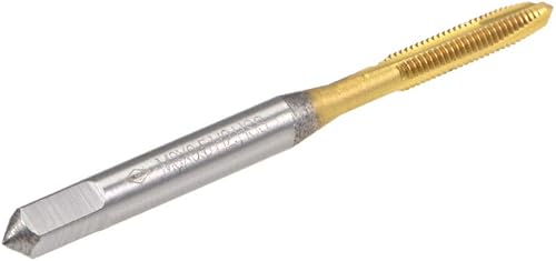 Vista 20 de uxcell Tapón de punta en espiral roscado M6 x 1 rosca, roscas de tierra H2 3 flautas, acero de alta velocidad HSS 6542, recubierto de titanio