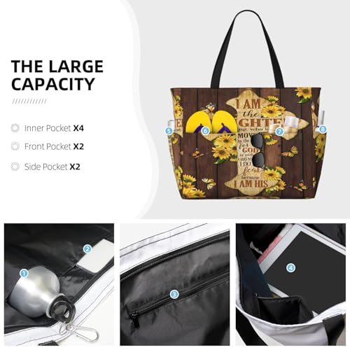 Daughter Of A King Butterfly Large Capacity Waterproof Beach Travel Bag With Multiple Pockets - Sandproof Tote For Swimming & Camping3