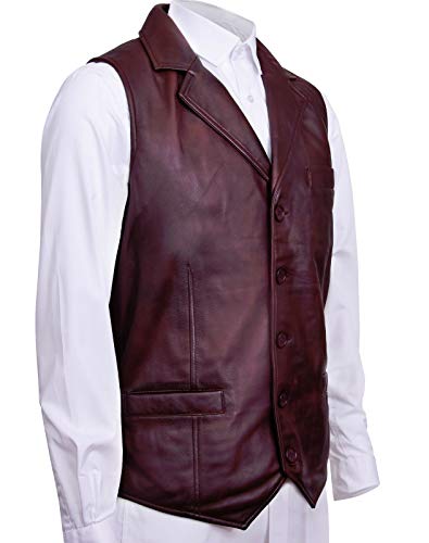 Men's Classic Smart Conker Brown Leather Waistcoat2