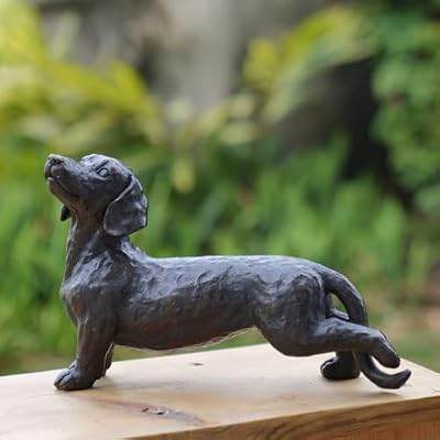 LC LCdecohome Dog Statues Outdoor Dachshund Décor - Wiener Dog Garden Statue Made of Resin Material Sausage Statue Dark Brown 12.75 * 4 * 8.5 inch for Patio Lawn Yard Porch Garden Gift Figurine
