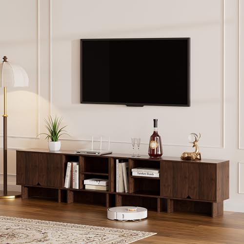 Modular TV Stand for Up to 100 Inch TV Modern Entertainment Center with Storage 4 Pieces Console TV Stand with Adjustable Shelves Also Used as Storage Sideboards for Dining Room Living Room Walnut