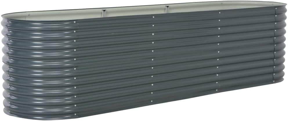 vidaXL Garden Raised Bed Outdoor Backyard Herb Flower Box Planter DIY Vegetable Pot Growing Container 126"x31.5"x31.9" Galvanized Steel Gray