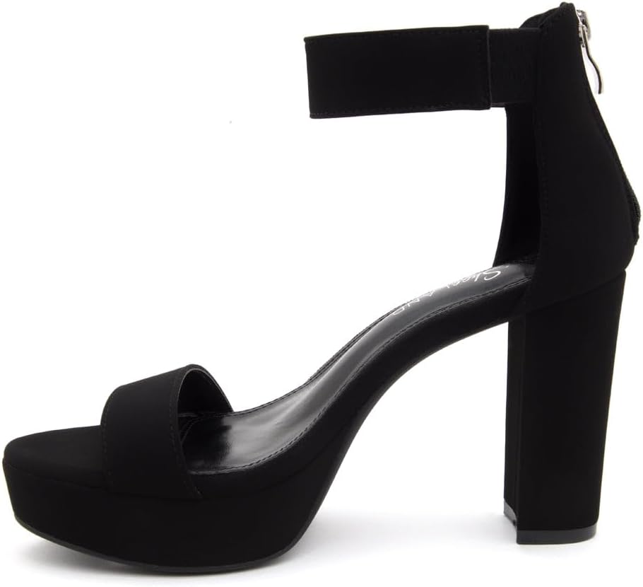 Shoe Land Chunky Platform Heels for Women – 4 Inch Block Heeled Sandals with Ankle Strap, Open Toe Dressy Strappy High Heels for Wedding, Party & Formal Events