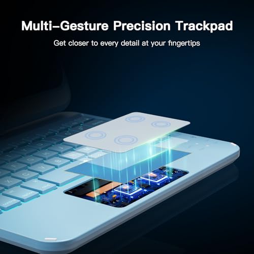 Image of RAYMCRAFT Keyboard Case for iPad mini 7 (A17 Pro, 2024) & Mini 6 (2021) 8.3-inch, 360 Rotatable, 7 Color Backlit, Multi-Touch Trackpad, Wireless Keyboard for iPad mini 7th /6th Generation, Light Blue