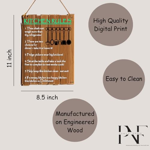 Image of PNF Poster And Frames KITCHEN RULES Quote Wall art & Door Hanging Frame For Kitchen, Dining, restaurants Decor | Walland home Decor for Living Room | Room Decor Wall Decor Items For Bedroom | (Wooden, 11x9 Inch,brown)-70-2