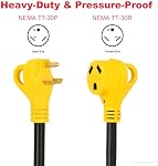 PEAKTOW PTR0112 RV Extension Cord 30Amp 50ft Power Supply Cable with LED Indicator, Grip Handle, and Cord Organizer ETL/cETL Listed