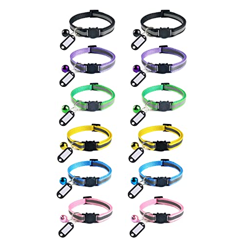 Elanz Reflective Breakaway Cat Collars with Bell & ID Tag