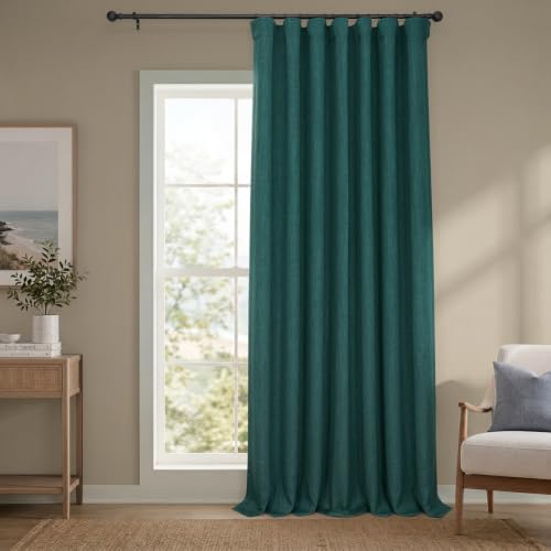 Image of HPD Half Price Drapes - Faux Linen Curtains for Living Room (1 Panel) - 100W X 120L - Extra Wide Textured Room Darkening Curtains for Bedroom 120 Inches Long - Drapes for Home Decor, Slate Teal
