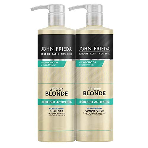 John Frieda Sheer Blonde Highlight Activating Moisturising Shampoo and Conditioner Duo Pack For Natural & Colour-Treated Blonde Hair, 1000 ml