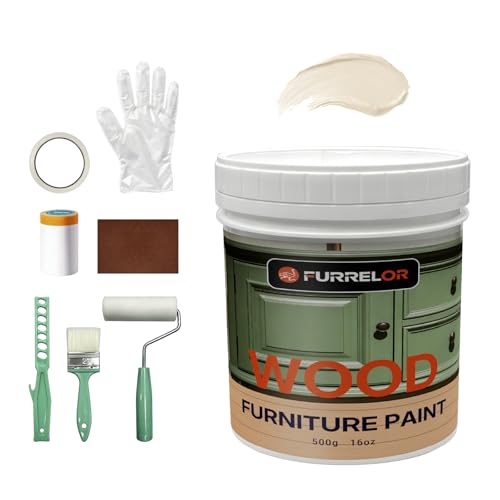 17 Fl Oz All-in-One Furniture Paint for Wood Furniture and Cabinets, Matte Finish, No Sanding Required, Water-Based Non-Toxic Paint for Doors, Tables & Dressers –Ivory White