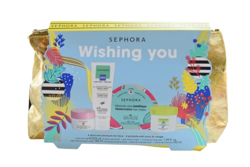 Sephora Collection Wishing You Face Skincare Set:: Clean Skin Gel, Glow Peel Pads, Watermelon Eye Masks and Nourishing Moisturizer