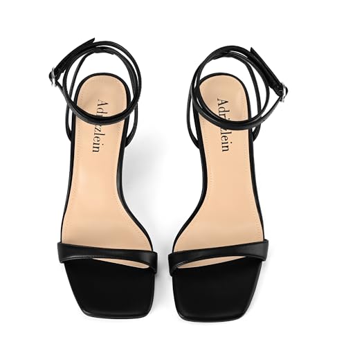 Adrizzlein Kitten Heels for Women Strappy Heels Square Open Toe Lace up Heeled Sandals Ankle Wrap Strap Pumps Dress Party Shoes3