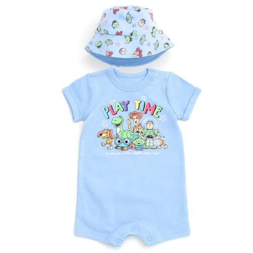Image of Disney Baby Romper and Reversible Bucket Sun Hat Outfit Set Newborn to Infant Sizes (Newborn - 24 Months)