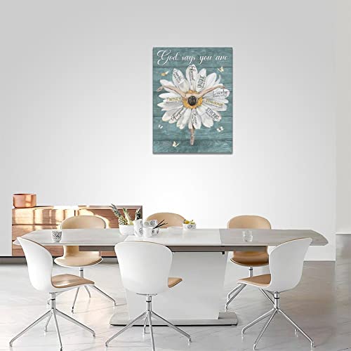 Daisy Bathroom Wall Art For Girl's Room Teal Floral Wall Decor Motivational Dancing Ballet Girl Pictures White Butterfly Daisy Canvas Prints Painting Framed Artwork For Bathroom Bedroom 12"X16" #TOP3