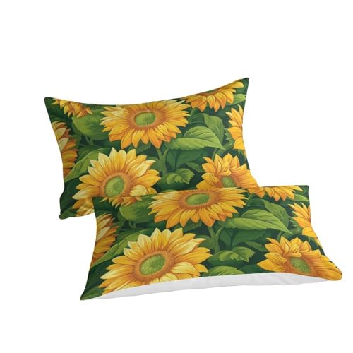 Housse de couette 260x220 respirante anti-transpiration parure de lit tournesol microfibre douce - 3