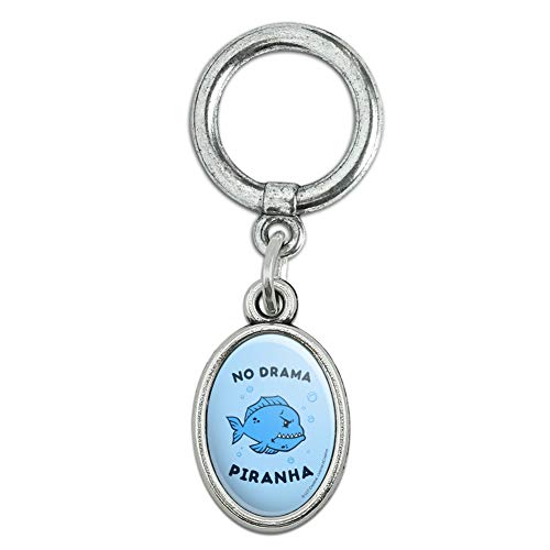 No Drama Piranha Fish Funny Humor Shoe Sneaker Shoelace Oval Charm Jewelry