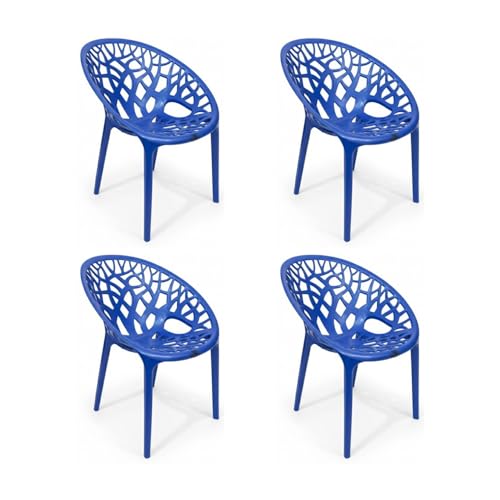Image of activa Crystal Plastic Arm Chair | Stackable Indoor Outdoor Chair for Home, Balcony, Patio & Garden | Comfortable Designer Armrest Chair | Durable Plastic Seating Furniture (Blue, Set of 4)