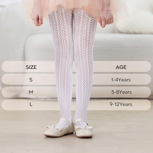 Image of Zando Girls Lace Tights Heart Butterfly Rose Patterned Fishnet Stockings for Toddler Girl Hollow Pantyhose 1T-12 Years