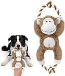 Jouets en peluche de chien Squeaky Pas de jouets en peluche interactifs de chiots pour les garder occupés, Tug durable de jouets de chien de guerre pour petites, moyennes et grandes races - Singe