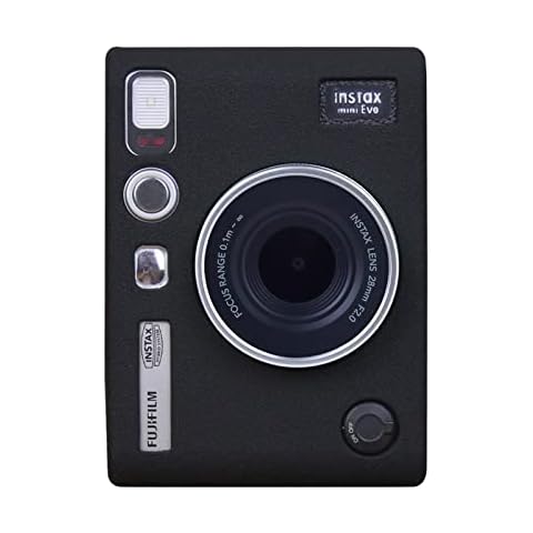 HIYQIN Mini EVO Case, Soft Silicone Protective Case for Fujifilm Instax Mini EVO Instant Camera Lightweight Cover(Black Cover