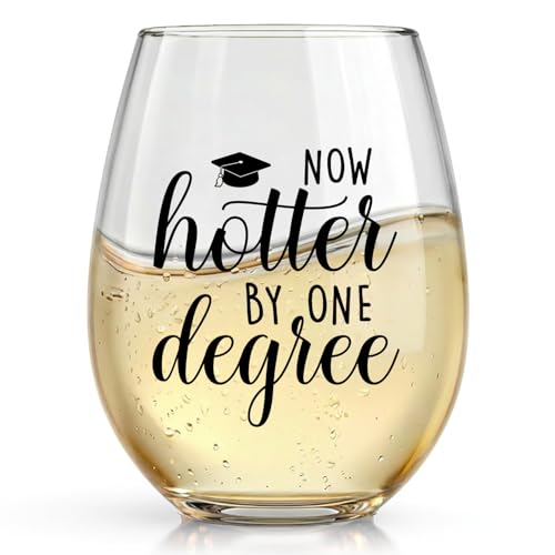 Maydvdv Class of 2026 PhD Graduation Wine Glass, Graduation Gifts for Her Him, Funny College Graduation Master's & bachelor's degree PhD Registered Nurse Gifts for women Men -Now Hotter by One Degree