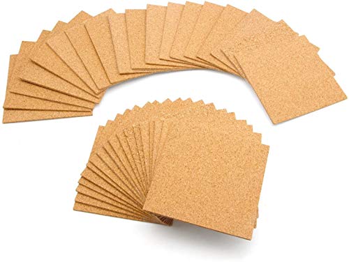 Blisstime 36 Pcs Self-Adhesive Cork Sheets 4"X 4" For Diy Coasters, Cork Board Squares, Cork Tiles, Cork Mat, Mini Wall Cork Board With Strong Adhesive-Backed #TOP4