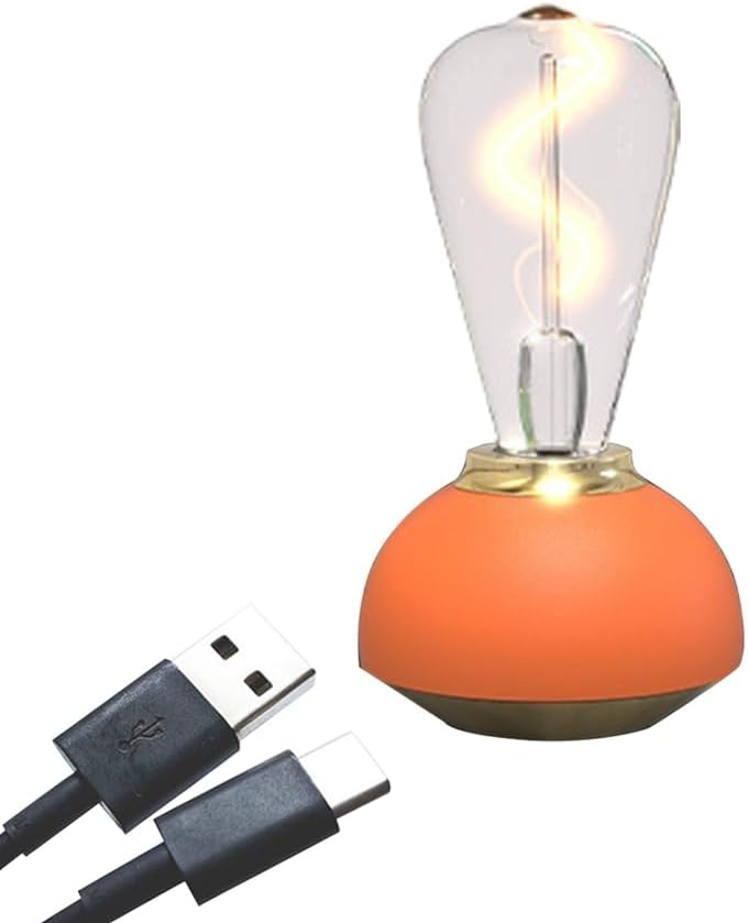 Glass Table Lamp LED Touch Table Lamp Dimmable Table Lamp for Indoor Decor Study Bedroom Table Lamp Easy Install Easy to Use Orange