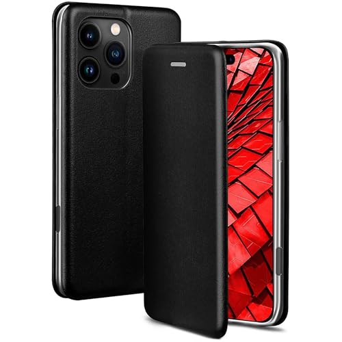 Étui de protection compatible avec Apple iPhone 16 Pro à rabat noir ONEFLOW
