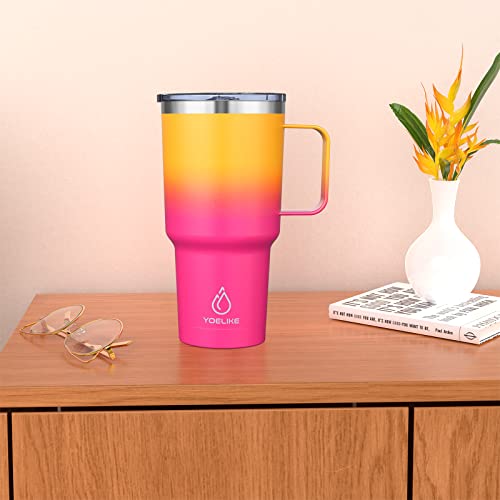 Yoelike 32Oz Tumbler With Handle, Stainless Steel Vacuum Insulated Coffee Mug Cup For Travel, Home, Office, Indoor And Outdoor, Dishwasher Safe - Keep Cold 24Hrs And Hot 12Hrs (Dusk) #TOP5