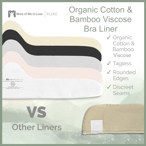 More of Me to Love Organic Cotton and Bamboo Bra Liner 4-Pack (Pearl White, Blush Pink, Stone Gray, Fawn Beige)4