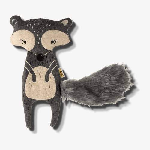 PetLove Wonky Woolies Skinz Racoon, Soft Dog & Puppy Toy with squeaker, 100% recycled materials