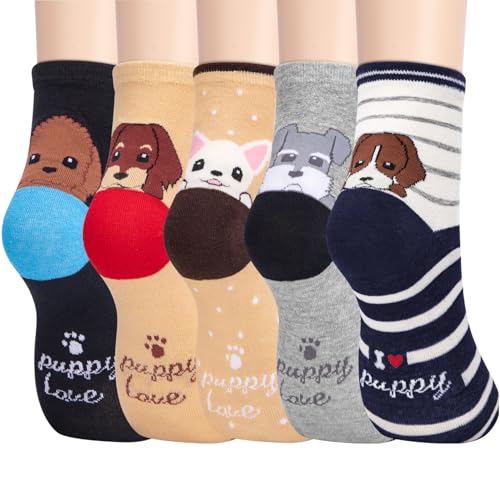 Image of Chalier Womens Funny Socks Cozy Cute Printed Patterned Fun Socks Novelty Cat Dog Socks for Women