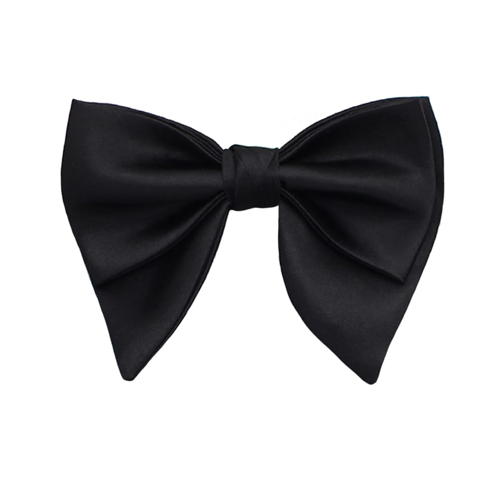 Mens Oversized Satin Silk Bow Tie Solid Color Formal Tuxedo Big Bowtie