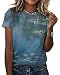 joo meryer Women's Starry Night T-Shirts Oversized Loose Fit Short Sleeve Casual Art Painting Tees,Monet Water Lilies,M