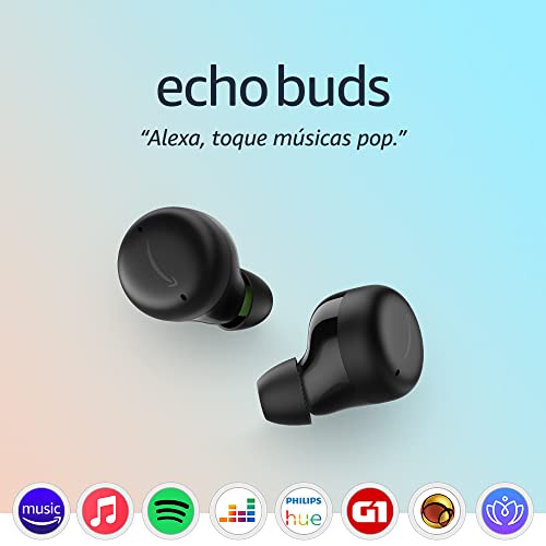 Echo Buds (Última geração): Fones de ouvido sem fio com cancelamento de ruído ativo e Alexa | Estojo