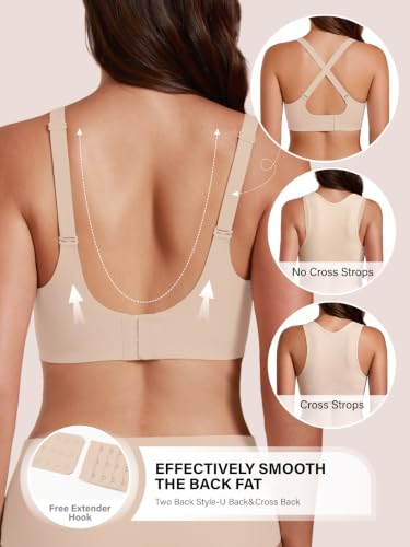 COCOMARTS Jelly Bras for Women No Underwire Seamless Push Up Bra Full Support Comfort Bralettes Wireless Plunge Everyday Bra Skin 2X-Large — view 4