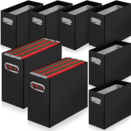 8 Pcs File Organizer Cardboard File Folder Organizer Letter Size Portable Desktop File Storage Collapsible Hanging File Box With Handle Magazine Book Letter Storage Filing Box For Home Office (Black) #TOP28