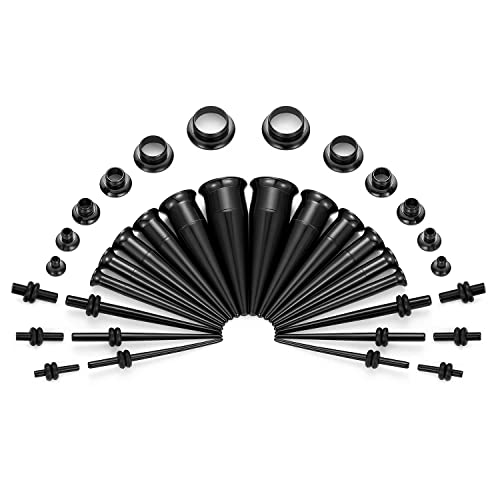 Vcmart 36Pcs Ear Stretching Kit Tapers And Tunnels 14G-00G Gauge Expanders Plugs Set #TOP19