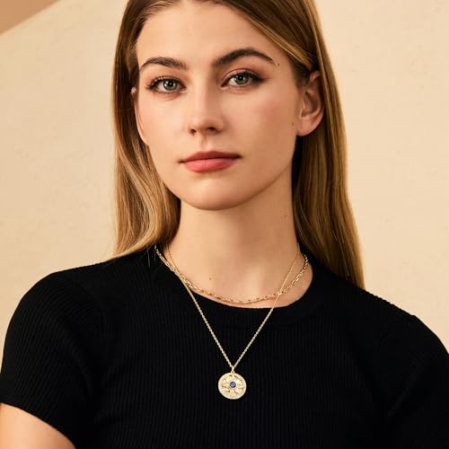 FANCIME Star Necklace for Women 14K Gold Plated 925 Sterling Silver Birthstone Pendant Birthday Gifts for Her, 16"+2" Inches2