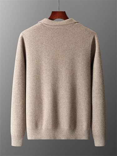 Men's Merino Wool Knit Cardigan Sweater Lapel Long Sleeve Zipper Thick Fall Winter Outerwear2