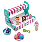 RoseArt Wooded Ice Cream Parlor Play Set 23 Piece Pretend Ice Cream Shop Gift for Toddler Ages 3 and Up