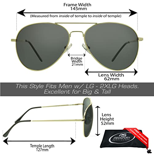 Image of proSPORT Aviator Big & Tall Sunglass Mens Oversize Extra Large & Wide Fit Polarized Available