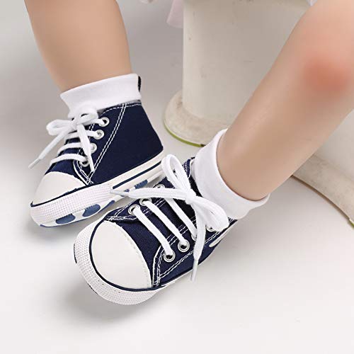 Unisex Baby Boys Girls Shoes, Newborn Infant Non-Slip Canvas Denim High Top Sneakers, Toddler First Walkers Shoes - Image 3